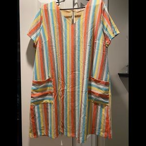 Sunshine Sippin' Stripe Dress In Turquoise